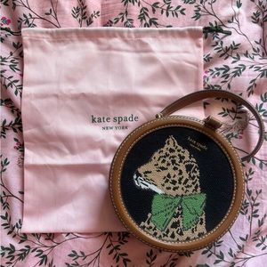 Kate Spade Lucy Lady Leopard Needlepoint Small Crossbody